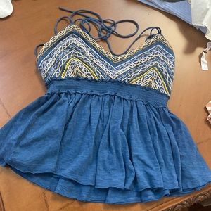 Free People blue crop top.